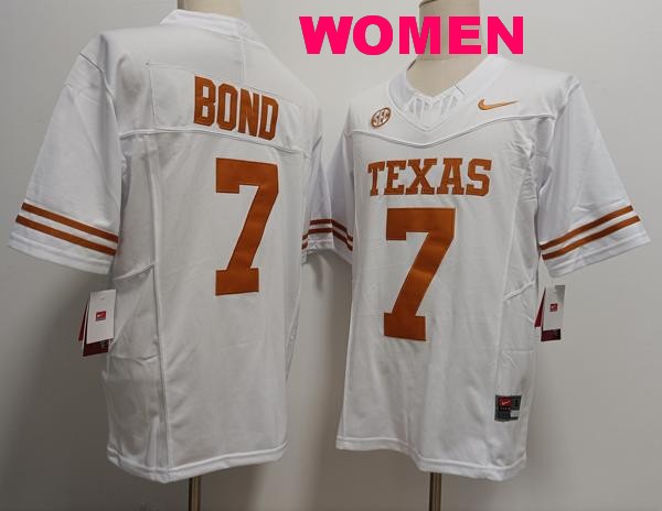 Women's Texas Longhorns #7 Isaiah Bond White Vapor F.U.S.E. Limited Stitched Jersey