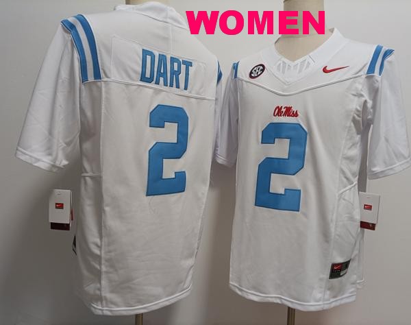 Women's Ole Miss Rebels #2 Jaxson Dart White 2024 Vapor F.U.S.E. Limited Stitched Jersey