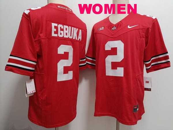 Women's Ohio State Buckeyes #2 Emeka Egbuka Red Vapor F.U.S.E. Limited College Stitched Jersey