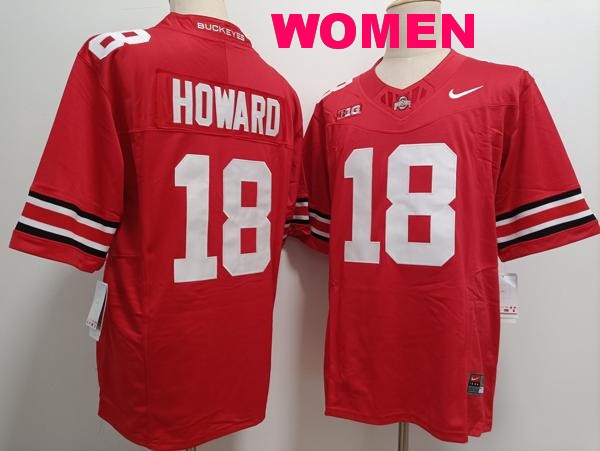 Women's Ohio State Buckeyes #18 Will Howard Red Vapor F.U.S.E. Limited College Football Jersey