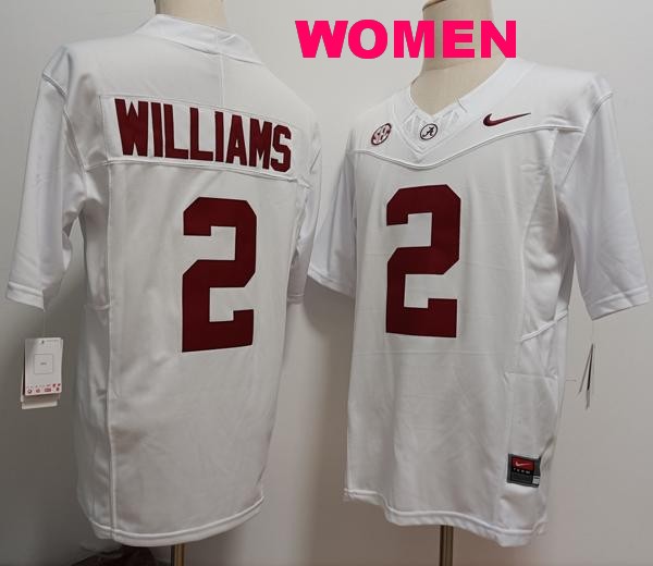 Women's Alabama Crimson Tide #2 Ryan Williams White Vapor F.U.S.E. Limited College Stitched Jersey