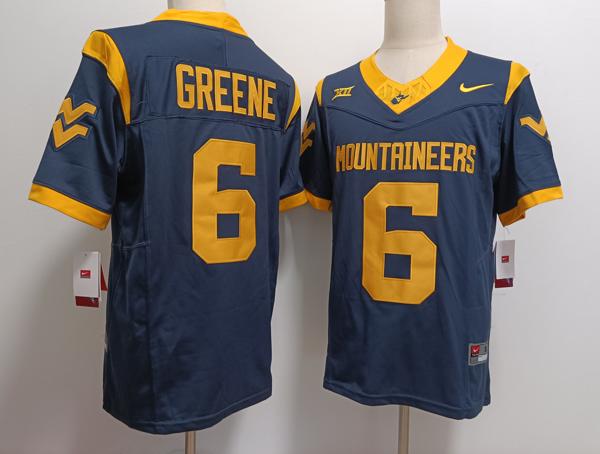 Men's West Virginia Mountaineers #6 Garrett Greene Navy F.U.S.E. College Stitched Jersey