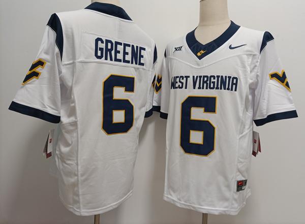 Men's West Virginia Mountaineers #6 Garrett Greene White F.U.S.E. College Stitched Jersey