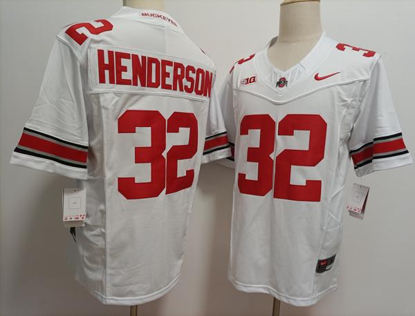 Men's Ohio State Buckeyes #32 TreVeyon Henderson White Vapor F.U.S.E. Limited College Football Jersey