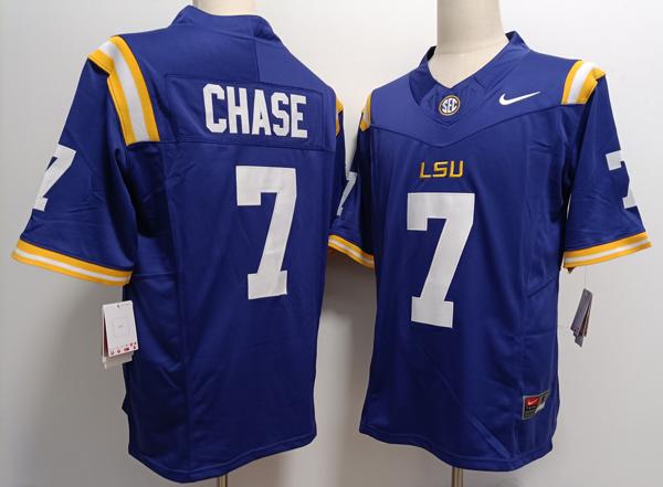 Men's LSU Tigers #7 JaMarr Chase Purple Vapor F.U.S.E. Limited College Stitched Jersey