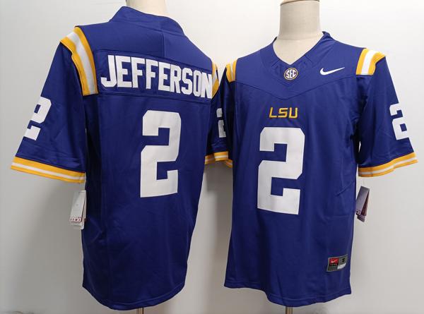 Men's LSU Tigers #2 Justin Jefferson Purple Vapor F.U.S.E. Limited College Stitched Jersey