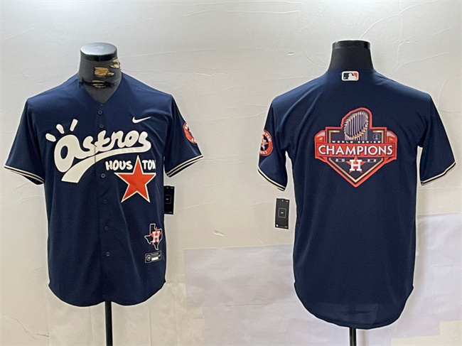 Men's Houston Astros Navy Team Big Logo Cactus Jack Style Vapor Premier Limited Stitched Baseball Jersey