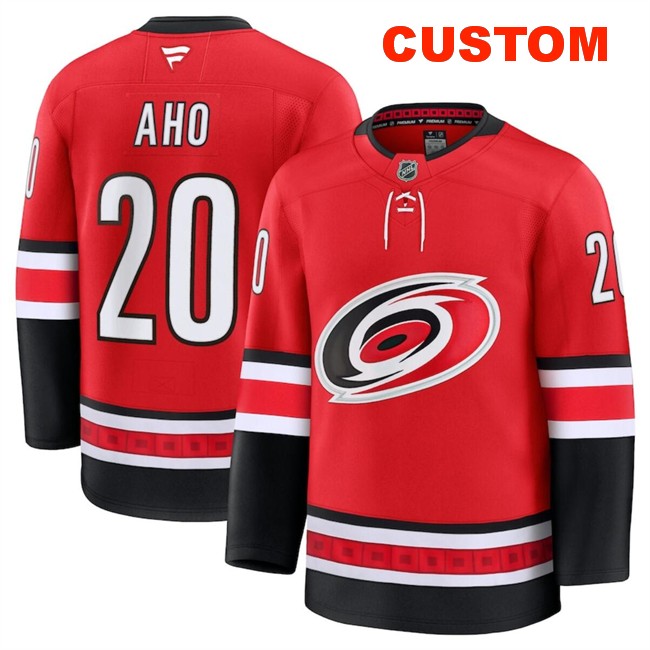 Men's Fanatics Carolina Hurricanes Customized Red 2024-25 Alternate Stitched Hockey Jersey