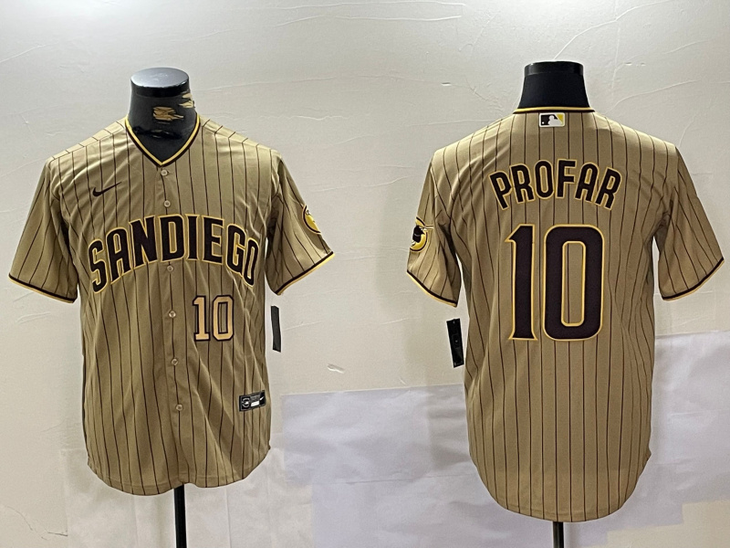 Men's San Diego Padres #10 Jurickson Profar Tan Cool Base Stitched Baseball Jerseys