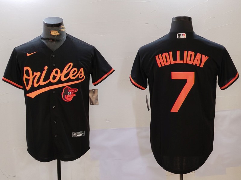 Men's Baltimore Orioles #7 Jackson Holliday Black Cool Base Stitched Baseball Jerseys