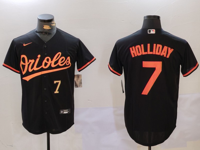 Men's Baltimore Orioles #7 Jackson Holliday Black Cool Base Stitched Baseball Jersey