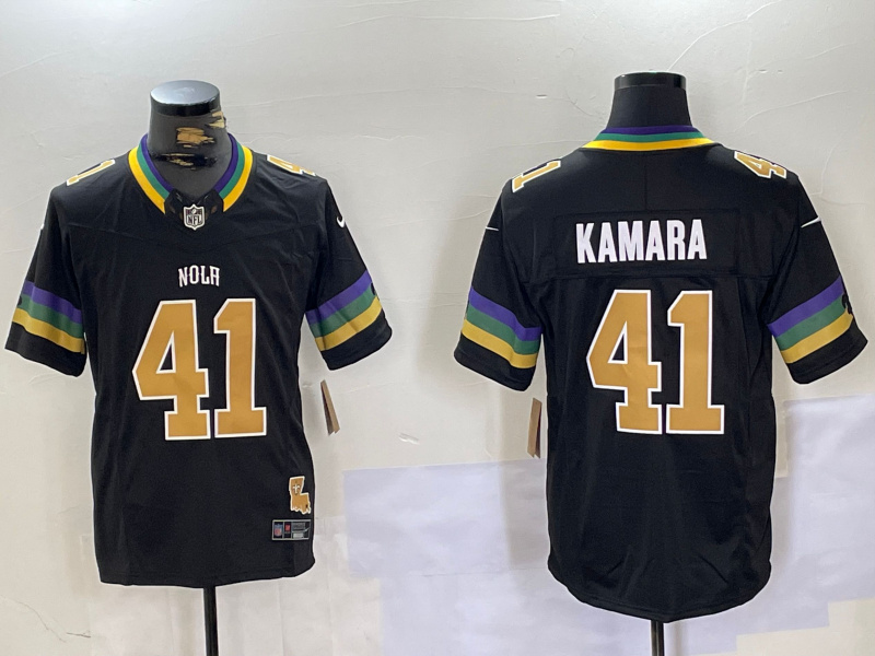 Men's New Orleans Saints #41 Alvin Kamara Black 2024 F.U.S.E. Vapor Limited Stitched Jersey