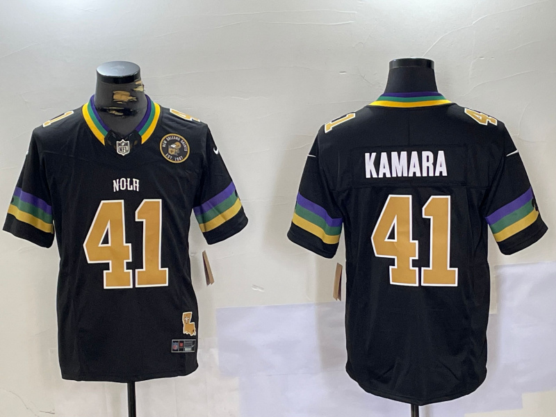 Men's New Orleans Saints #41 Alvin Kamara Black 2024 F.U.S.E. Vapor Limited Stitched Jersey