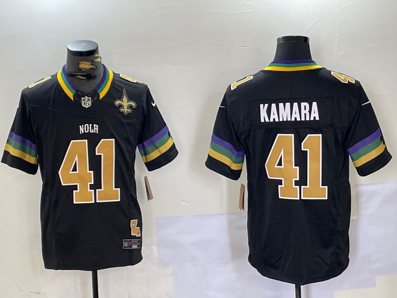 Men's New Orleans Saints #41 Alvin Kamara Black 2024 F.U.S.E. Vapor Limited Stitched Jersey