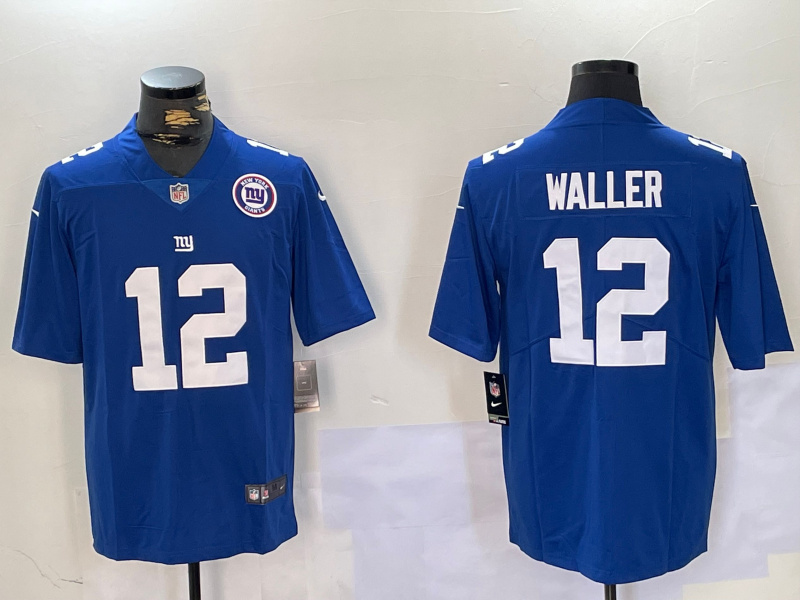 Men's New York Giants #12 Darren Waller Blue With Team Patch Vapor Untouchable Limited Stitched Jersey