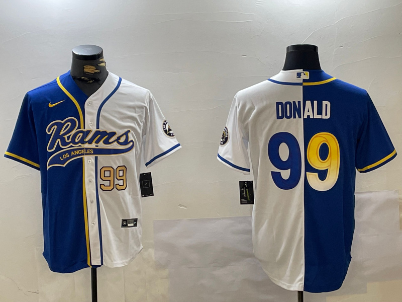 Men's Los Angeles Rams #99 Aaron Donald Royal White Cool Base Stitched Baseball Jerseys