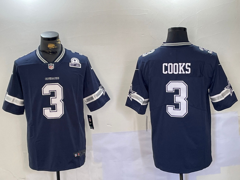 Men's Dallas Cowboys #3 Brandin Cooks Navy With 1960 Patch Vapor Untouchable Limited Stitched Football Jersey