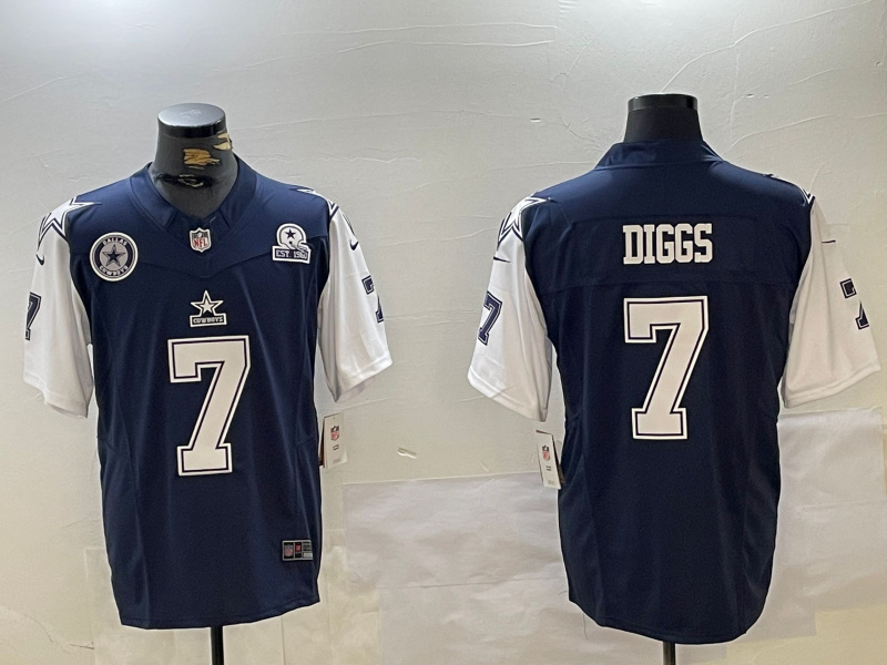 Men's Dallas Cowboys #7 Trevon Diggs Navy 2023 F.U.S.E. With 1960 Patch Vapor Limited Stitched Football Jersey