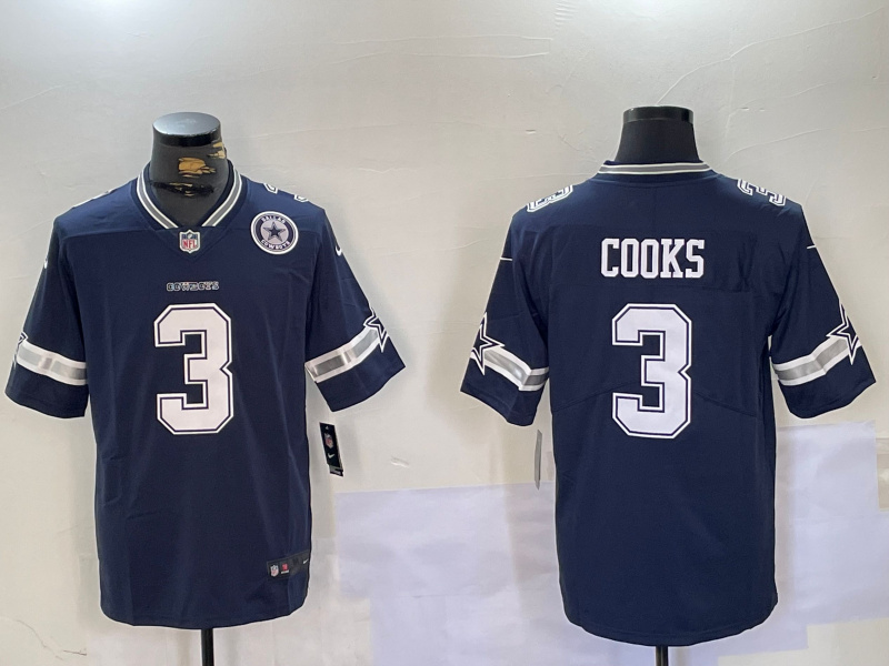 Men's Dallas Cowboys #3 Brandin Cooks Navy Vapor Untouchable Limited Stitched Football Jersey