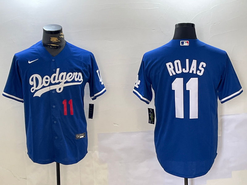 Men's Los Angeles Dodgers #11 Miguel Rojas Number Blue Cool Base Stitched Jersey