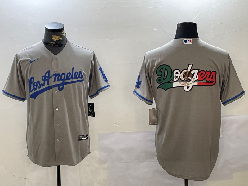 Men's Los Angeles Dodgers Blank Grey With los Cool Base Stitched Jerseys