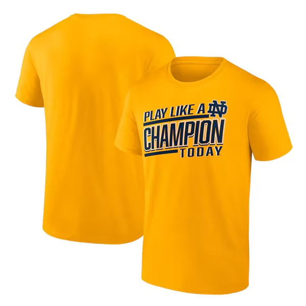 Men's Notre Dame Fighting Irish Gold Play Like A Champion T-Shirt