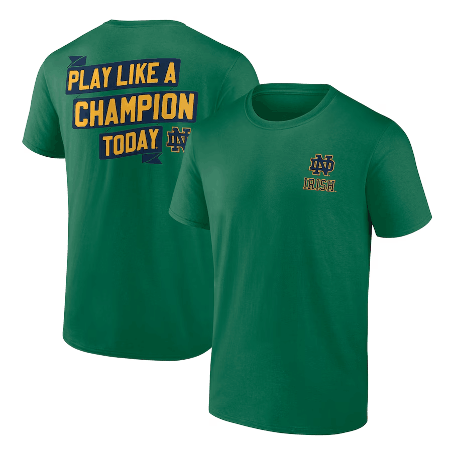 Men's Notre Dame Fighting Irish Green Play Like A Champion Today 2-Hit T-Shirt