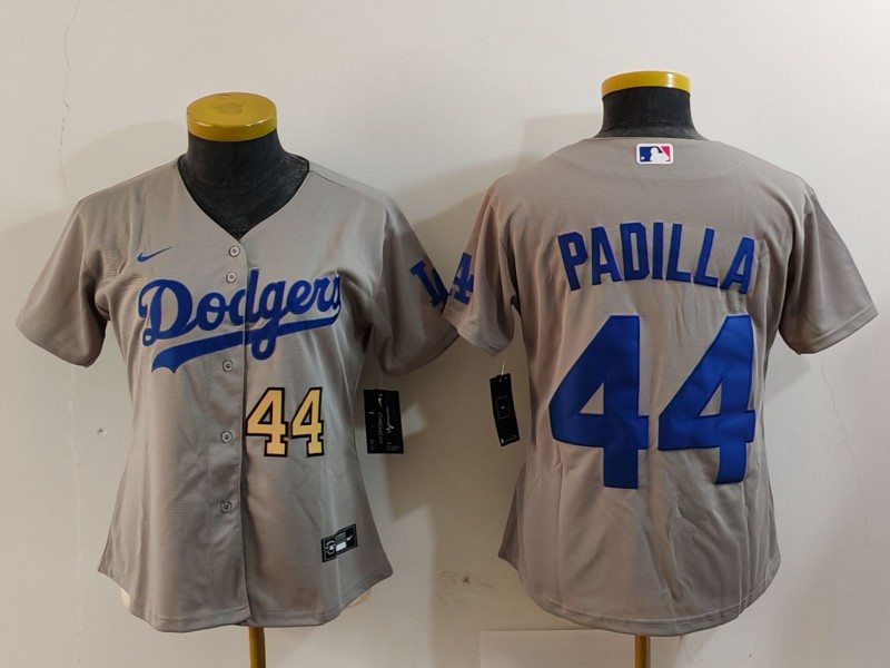 Women's Los Angeles Dodgers #44 Vicente Padilla Grey Stitched Jersey(Run Small)