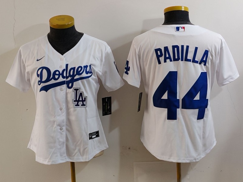 Women's Los Angeles Dodgers #44 Vicente Padilla White Stitched Jersey(Run Small)