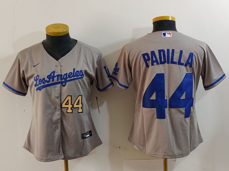 Women's Los Angeles Dodgers #44 Vicente Padilla Grey Stitched Jersey(Run Small)