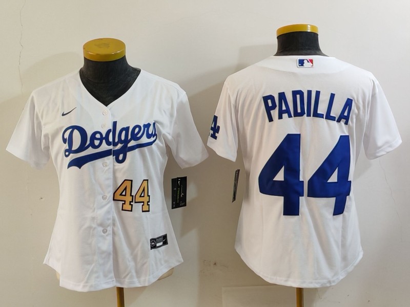 Women's Los Angeles Dodgers #44 Vicente Padilla White Stitched Jersey(Run Small)