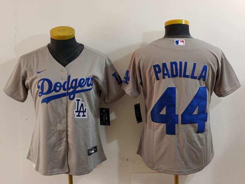 Women's Los Angeles Dodgers #44 Vicente Padilla Grey Stitched Jersey(Run Small)