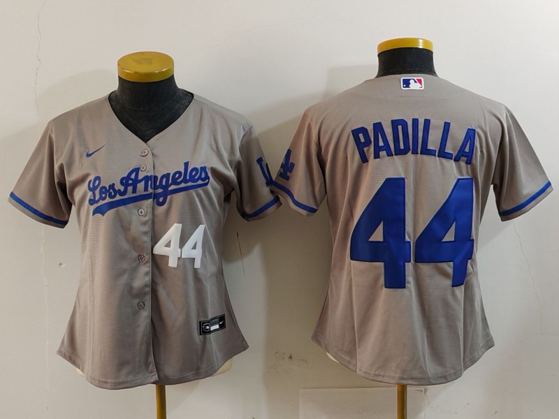 Women's Los Angeles Dodgers #44 Vicente Padilla Grey Stitched Jersey(Run Small)