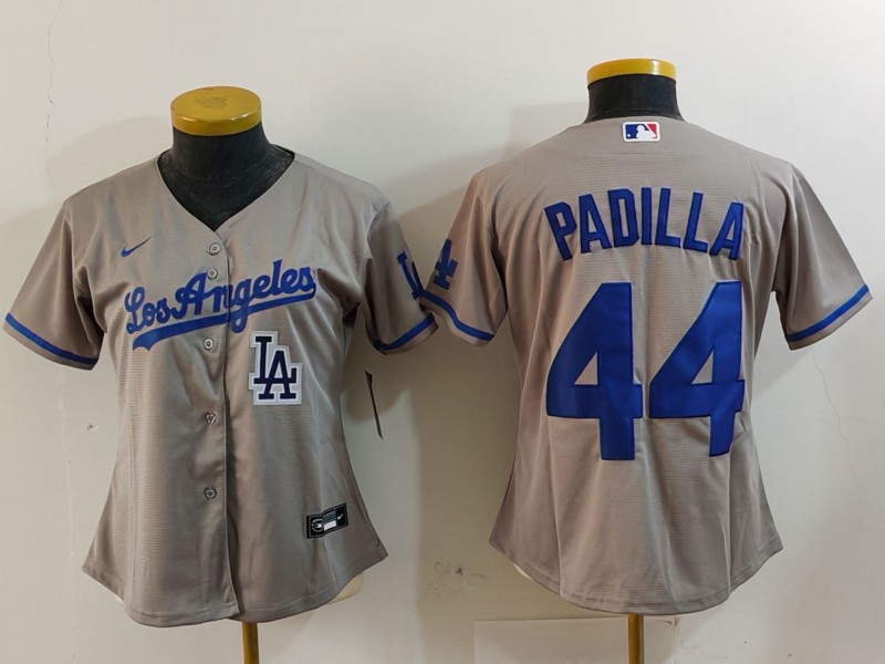 Women's Los Angeles Dodgers #44 Vicente Padilla Grey Stitched Jersey(Run Small)