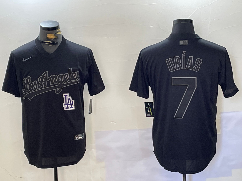 Men's Los Angeles Dodgers #7 Julio Urias Black Nike Cool Base Stitched Baseball Jersey