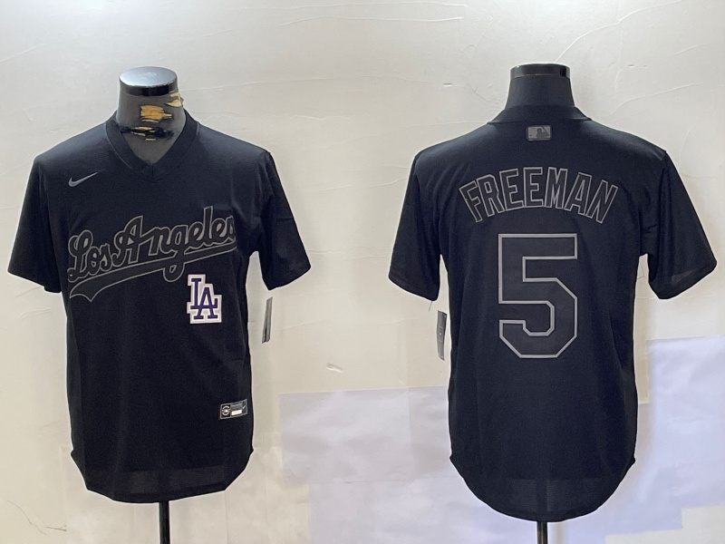 Men's Los Angeles Dodgers #5 Freddie Freeman Black Cool Base Stitched Baseball Jerseys