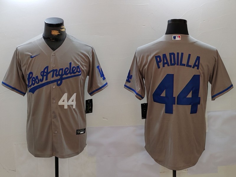 Men's Los Angeles Dodgers #44 Vicente Padilla Grey Cool Base Stitched Baseball Jersey