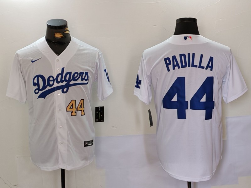 Men's Los Angeles Dodgers #44 Vicente Padilla White Cool Base Stitched Baseball Jersey