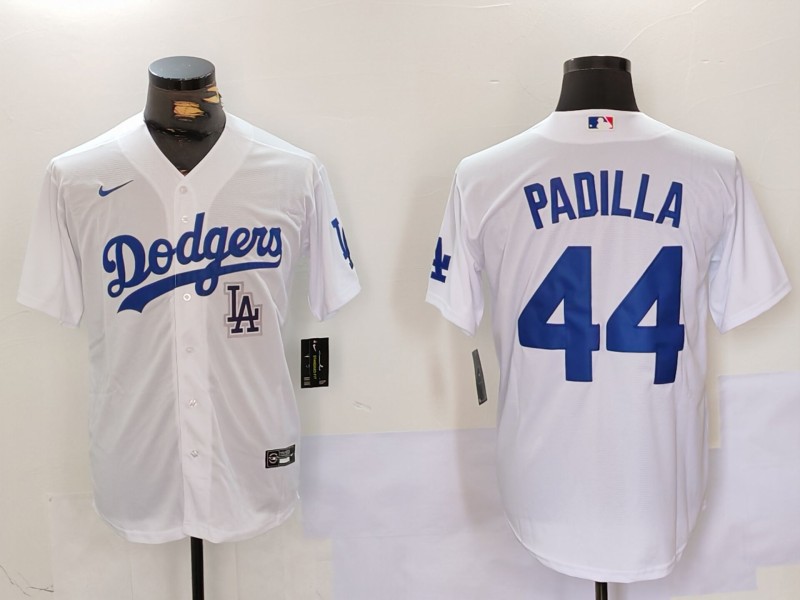 Men's Los Angeles Dodgers #44 Vicente Padilla White Cool Base Stitched Baseball Jersey