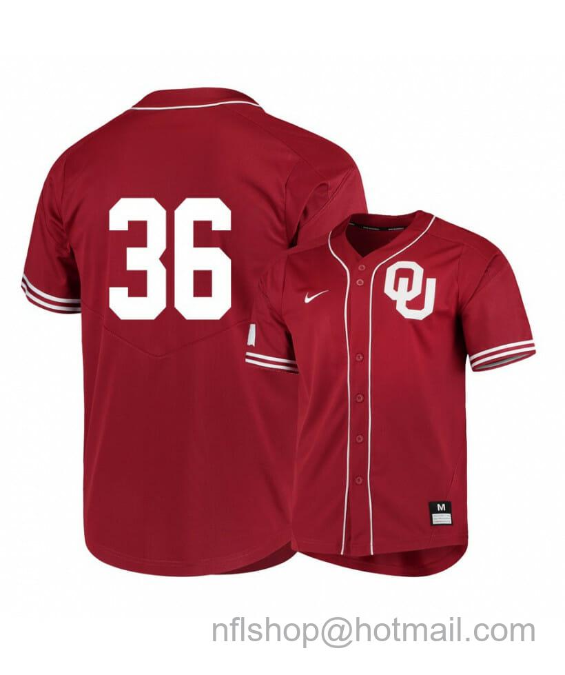 Men's Nike Oklahoma Sooners 36 Tyler Hardman Red Elite College Baseball Jersey