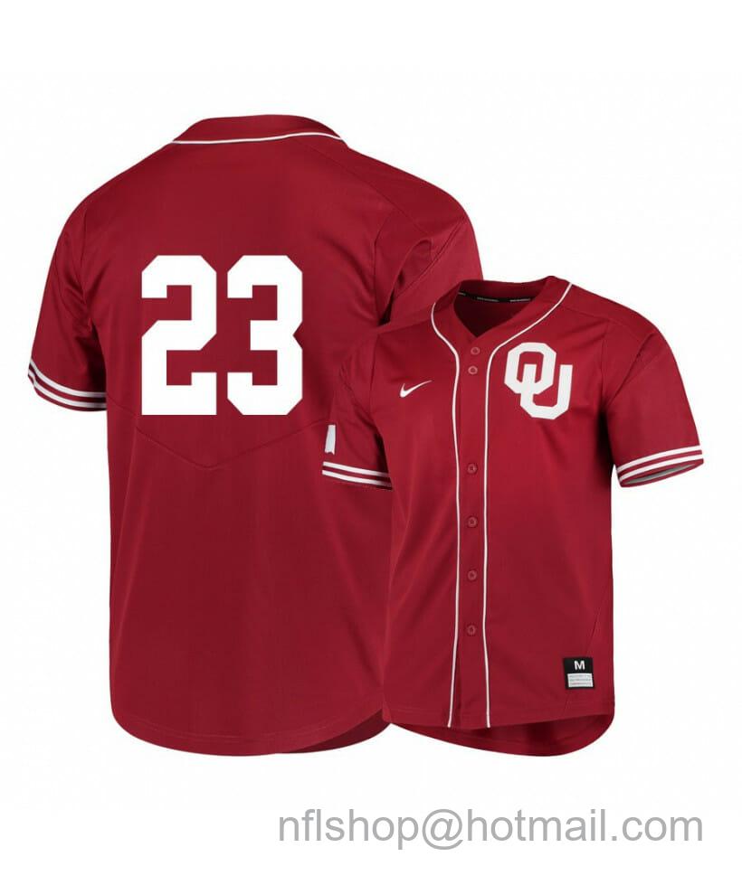 Men's Nike Oklahoma Sooners 23 Jaret Godman Red Elite College Baseball Jersey