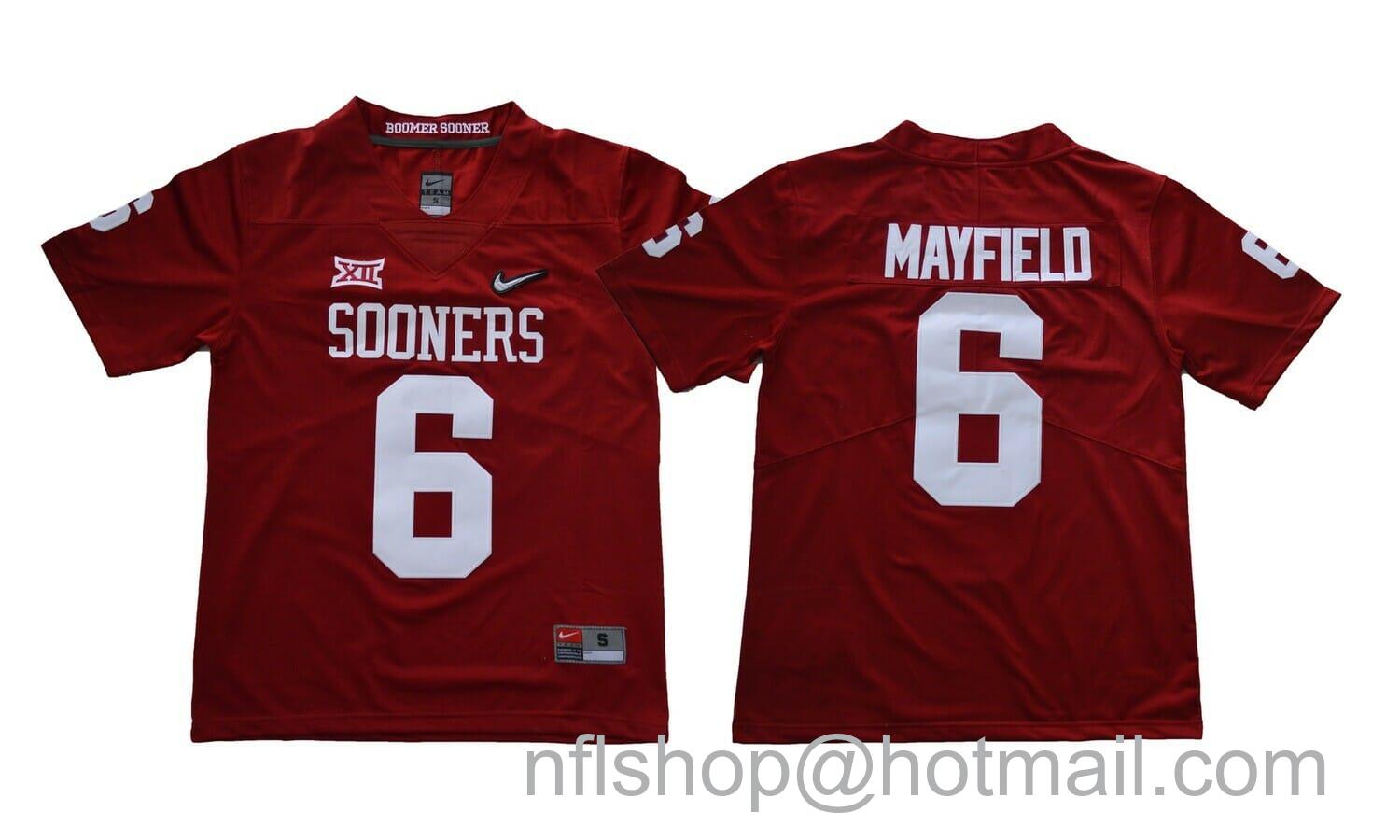 Men's Jordan Brand Oklahoma Sooners #6 Baker Mayfield Football Jersey Red Diamond