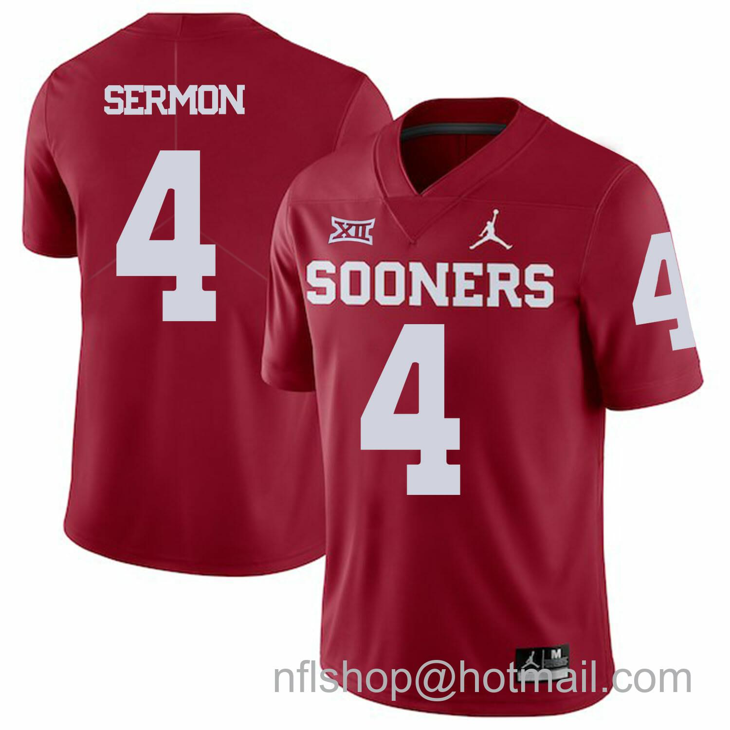 Men's Jordan Brand Oklahoma Sooners #4 Trey Sermon Football Jersey Red