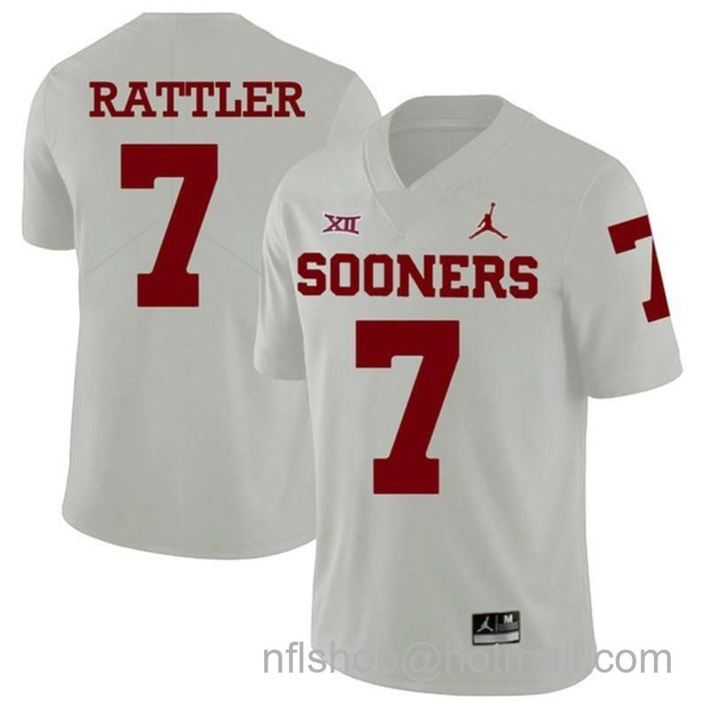 Men's Jordan Brand Oklahoma Sooners #7 Spencer Rattler College Football Jersey White