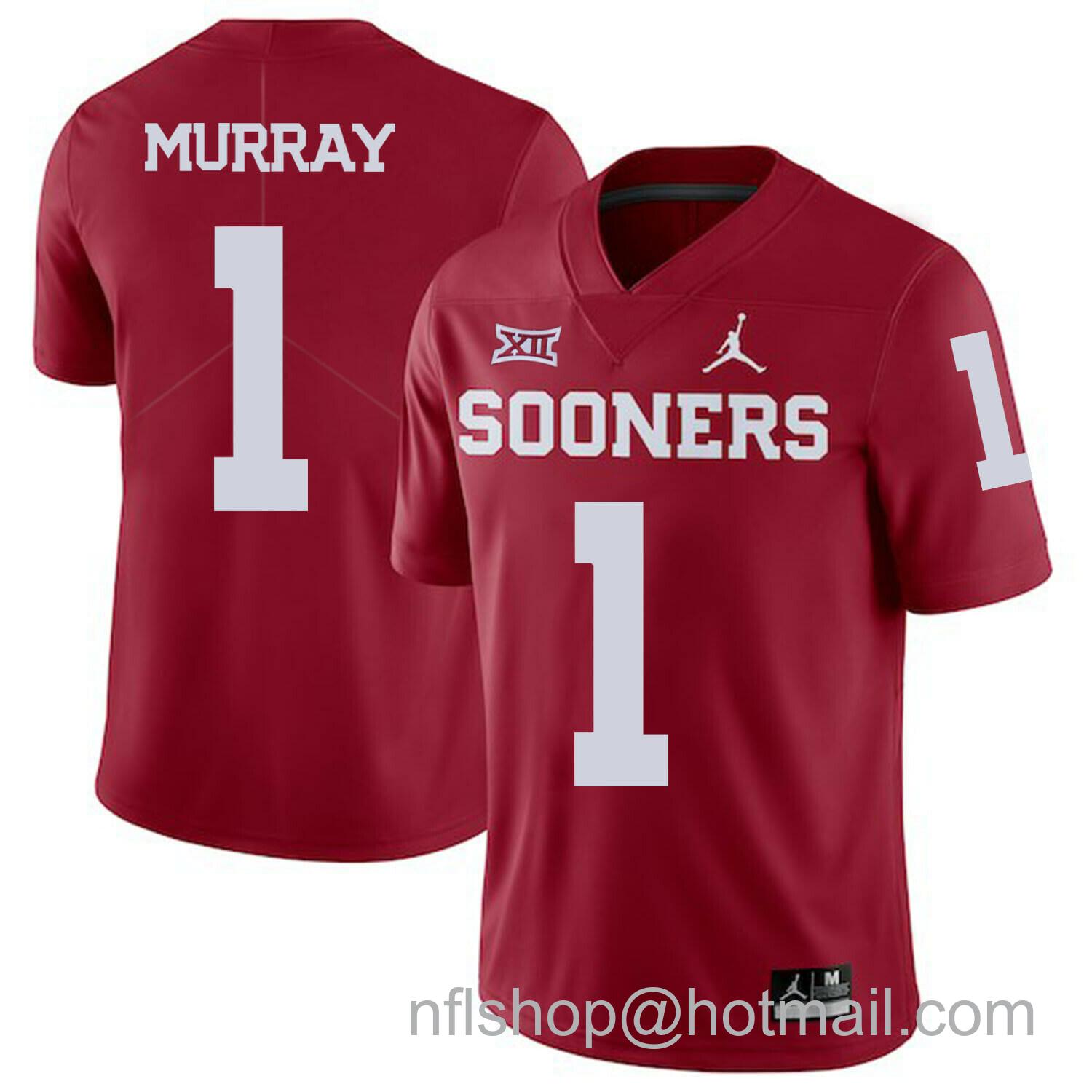 Men's Jordan Brand Oklahoma Sooners #1 Kyler Murray Football Jersey Dark Red