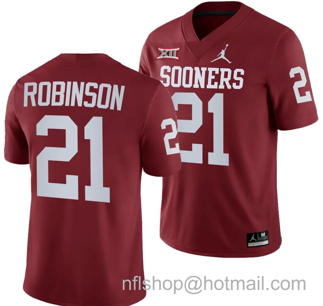 Men's Jordan Brand Xavier Robinson Jersey #21 Oklahoma Sooners 2024 College Football Crimson