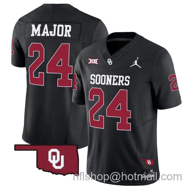 Men's Jordan Brand Marcus Major Jersey #24 Oklahoma Sooners Vapor Limited College Football Stitched Black