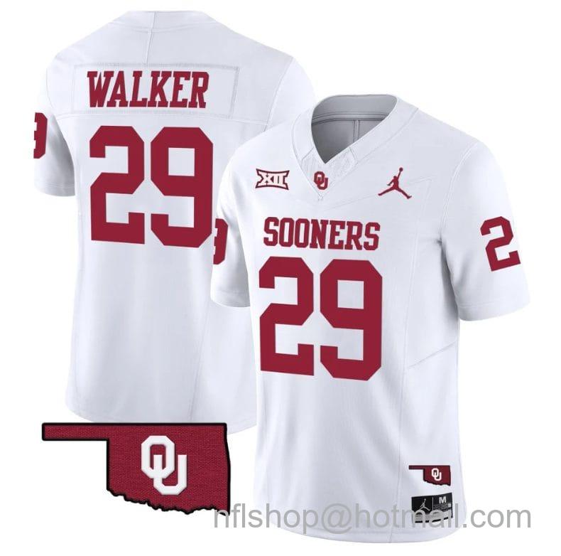 Men's Jordan Brand Tawee Walker Jersey #29 Oklahoma Sooners Vapor Limited College Football Stitched White