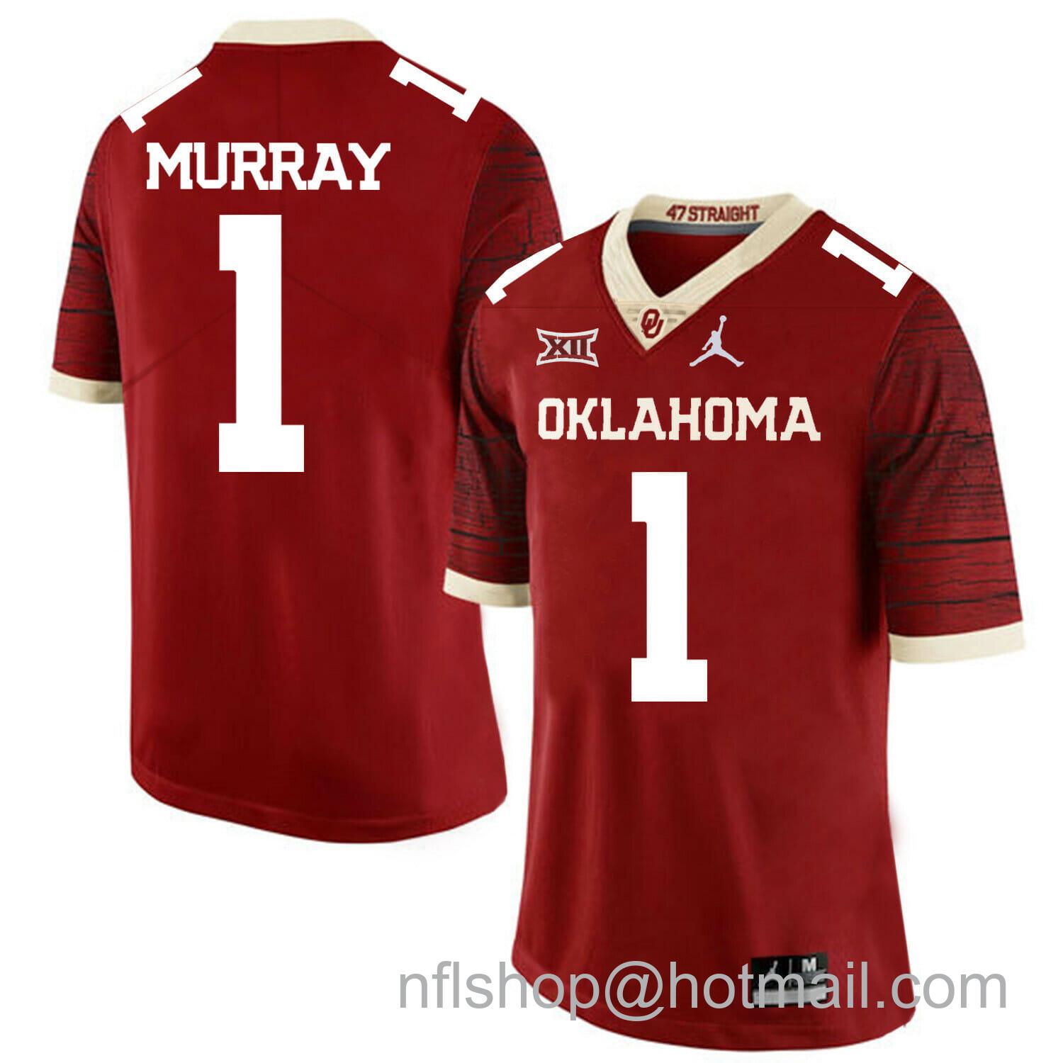 Men's Jordan Brand Oklahoma Sooners #1 Kyler Murray Football Jersey Chai Pattern Dark Red