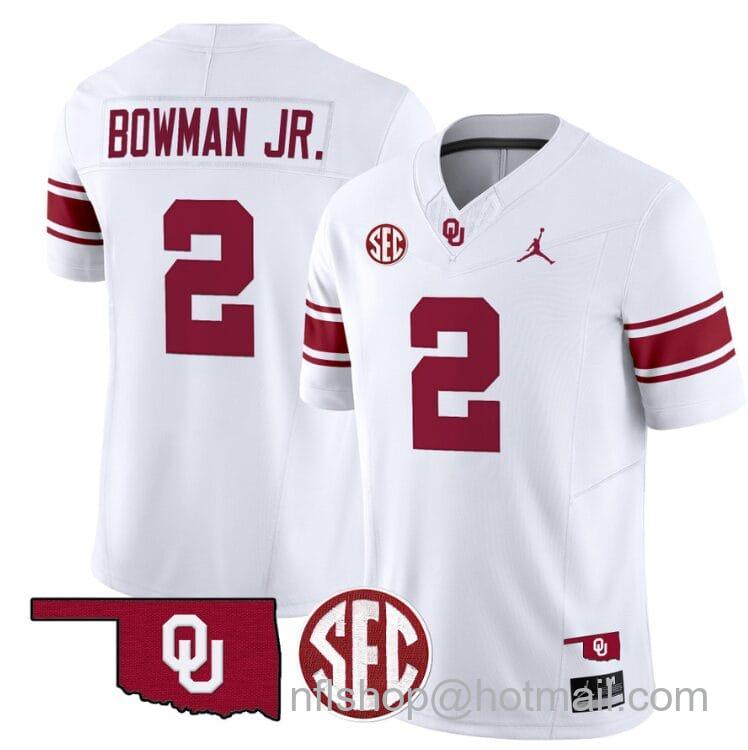 Men's Jordan Brand Billy Bowman Jr Jersey #2 Oklahoma Sooners Football Throwback Vapor Limited Stitched White